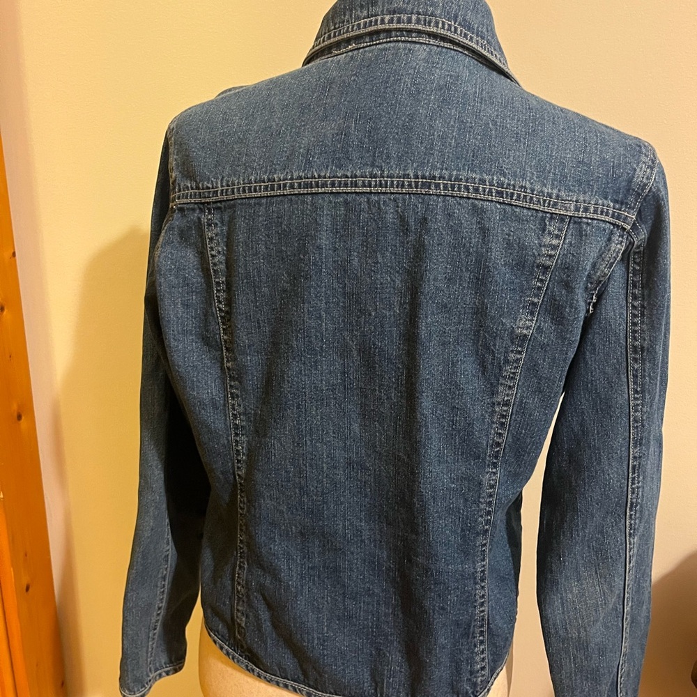Willi Smith Blue Fitted Jean Jacket with Contrast Stitching - Picture 4 of 6